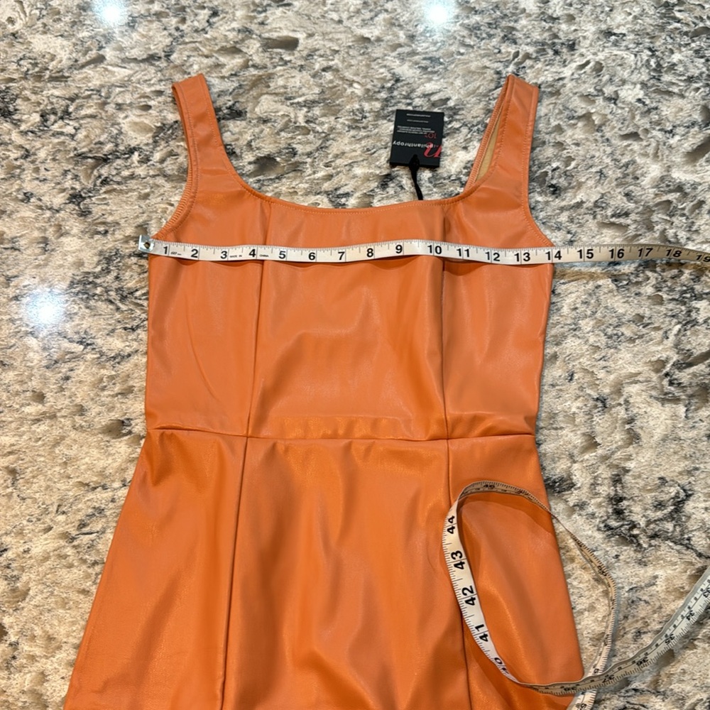 n:PHILANTHROPY Nuevo Vegan Leather Mini Dress Camel XS NWT - Picture 9 of 13